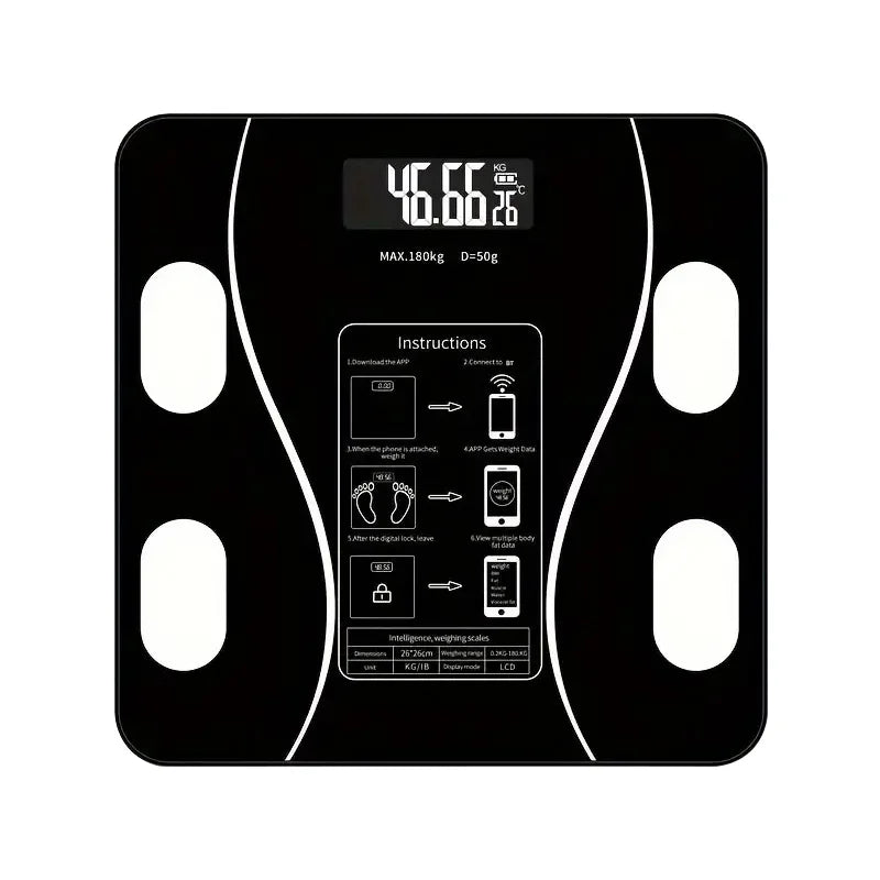 Smart Body Fat Scale Wireless LED Digital Bathroom Weight Scale, Body Composition Analyzer Testing Scale.