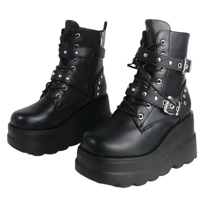New Women Pu Leather Ankle Boots, Autumn, Winter, Round Toe Lace Up Shoes.