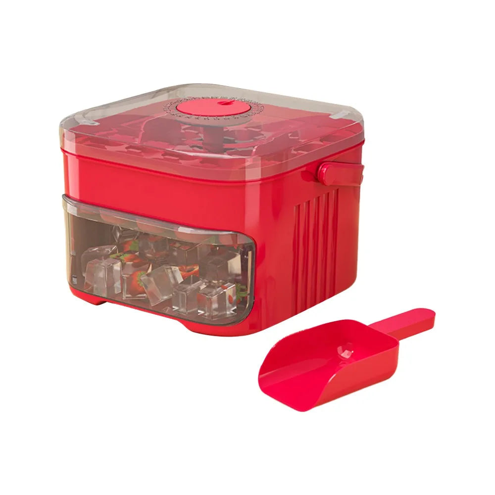 50-Cube Ice Maker with Easy Press Cap, Double Layer Ice Cube Maker Ice Storage Box.