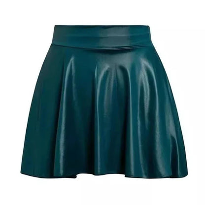 Multipurpose Elastic Mini Short Skirt, Women Faux Leather Skirts High Waist For Skater Work Nightclub.