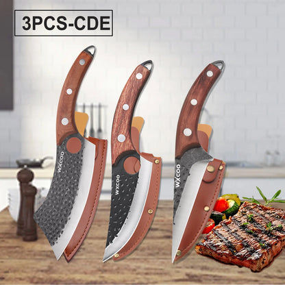 Professional Kitchen Forged Knife BBQ Cooking Chef Knives Wooden Handle Meat Cleaver Fruit Cutter Boning Knife Kitchen Supplies