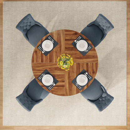 Round Dining Table for 4, 47 Inch Farmhouse Kitchen Table, for Dining Room.