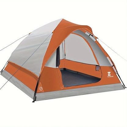 Pop Up Camping Tent - 4 Person Instant Easy Set Up Tent, Removable Rain Fly.