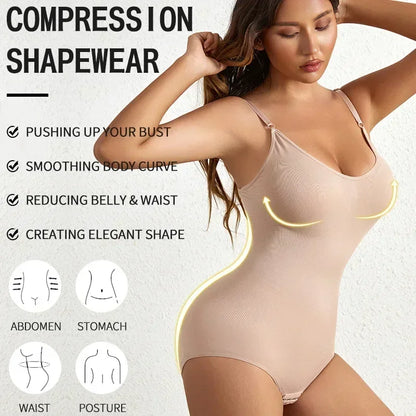 1 Piece Solid Seamless Brief Shaping Shapewear Bodysuit, Tummy Control Butt Lifting Women's Underwear.