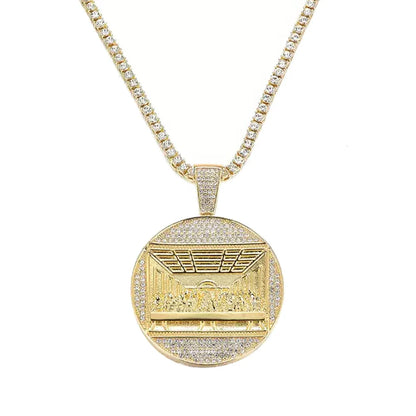 New Last Supper Pendant Chain Necklace, With 14mm Iced Out Fashion Hip Hop Men Charm Pendant.