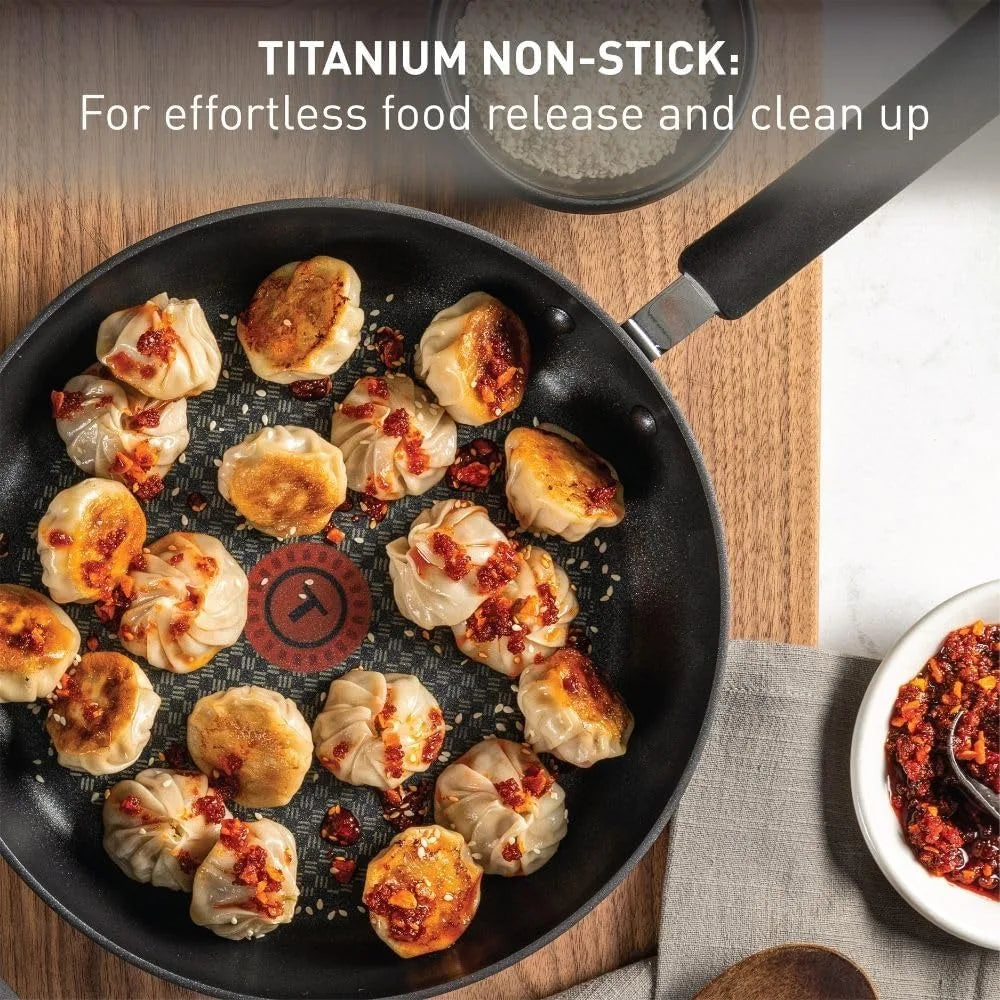 17-Piece Nonstick Cookware Set, Hard Anodized Pots and Pans with Thermo-Spot, Dishwasher Safe, Oven Safe Up to 400°F.