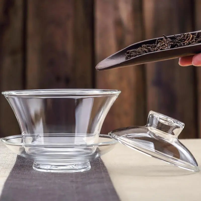 Large Size Glass Transparent Teapot Set with Lid, Tea Cup, And Tea Cover.