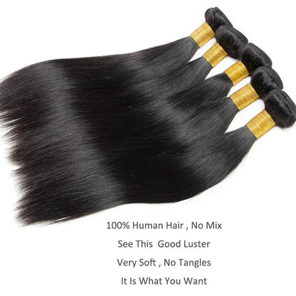 8-32 Inch Bone Straight Brazilian Remy Human Hair Weave Bundles | Natural Color 12A | 1, 3, or 4 Bundles