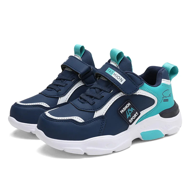 Autumn and Winter Children's Shoes, Boys' Sneakers, Leather Surface, Non-Slip, Versatile Sports Shoes.