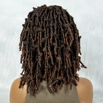 16" Short Knotless Butterfly Locs Wig | Synthetic Lace Front