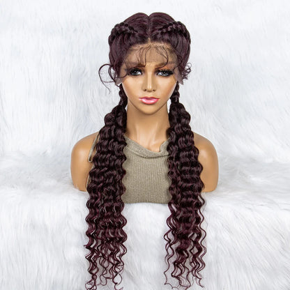 Curly Water Wave Braided Wig | Lace Front Cornrow Twist Style