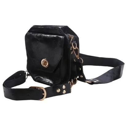 Punk Retro PU Square Waist Bag | Casual Small Square Hip Packs for Women (Multi-function Outdoor Leg Phone Pouch & Crossbody)