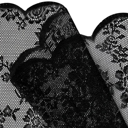 Black floral lace curtains with retro style for living rooms, bedrooms, and party decorations.