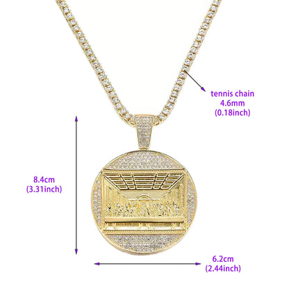 New Last Supper Pendant Chain Necklace, With 14mm Iced Out Fashion Hip Hop Men Charm Pendant.