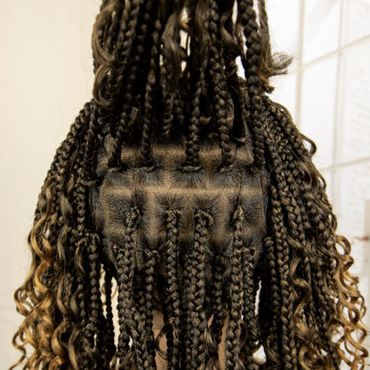 14" Burgundy Box Braids Wig | Full Lace | Kanekalon Fiber | Boho Braids | For Women