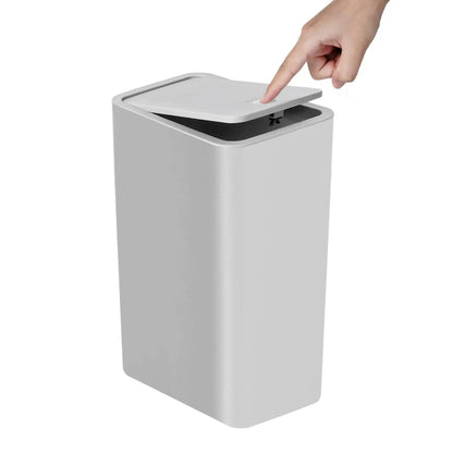 Bathroom Trash Can-10L Small Garbage Can with Press Top Lid for Toilet, Bedroom, Living Room.