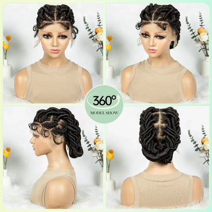 Knotless Cornrow Twist Full Lace Front Wig | Crochet Braids | Transparent Lace | Black Women