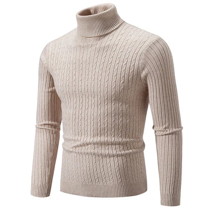 New Men High Neck Sweater, Solid Color Pullover Knitted Warm Casual Turtleneck Woolen Winter Outdoor Tops.
