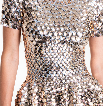 Helen Rose Gold Sequin MiniDress | Metallic Seashell Sequin Festival &amp; Party Outfit – Manifestie