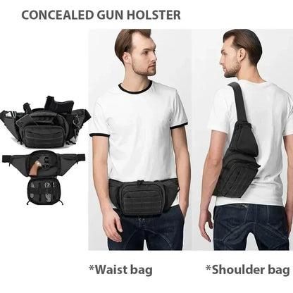 Men Nylon Shoulder Hiking Mobile Phone Bag. Multi-function Waist Pack High-capacity  Bag.
