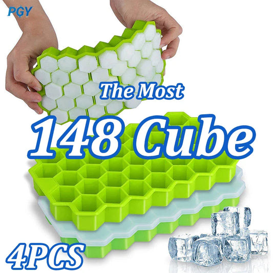 4/2/1PCS Silicone Ice Cube Mold,148 Cube Large-capacity Ice Trays, Food Grade Ice Maker Reusable with Lids.