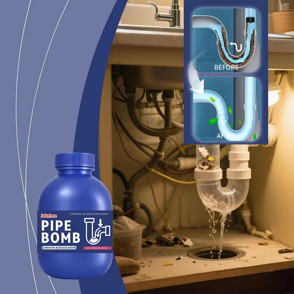 300g Powerful Drain Cleaner Fast Acting Pipe Unblocker, Remove Hair ,Grease, Food Waste, for Kitchen Sink Bathroom Shower.