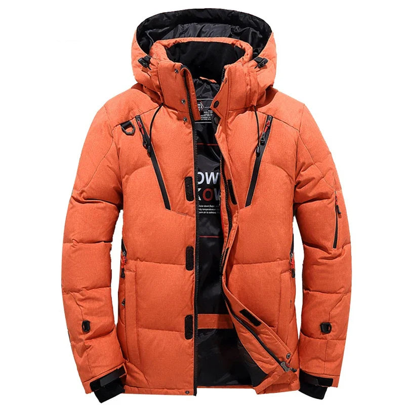 -20 Degree Down Jacket Male  Parkas White Duck Down Jacket, Hooded Thick Warm Padded  Coat Oversize M-4XL.