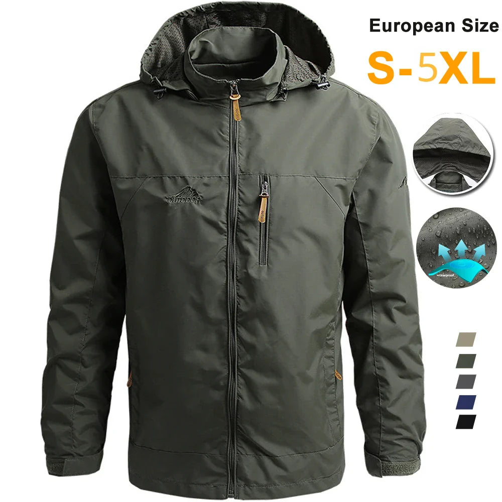Windbreaker Men Tactical Jacket Waterproof Hooded Coat Size S-5XL