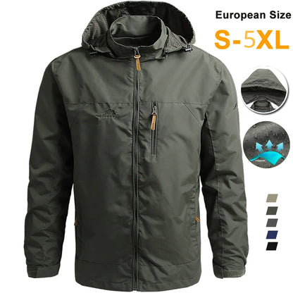 Windbreaker Men Tactical Jacket Waterproof Hooded Coat Size S-5XL