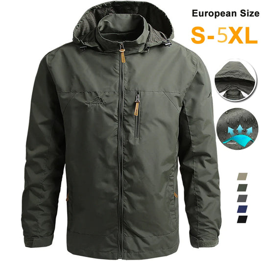 Windbreaker Men Tactical Jacket Waterproof Hooded Coat Size S-5XL