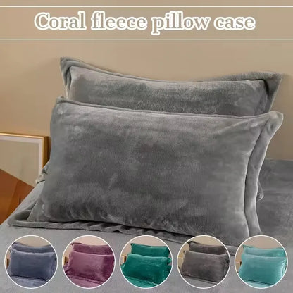 1/2pcs Soft Flannel Pillowcase Winter Warm  Cushion Cover Adult Kids.