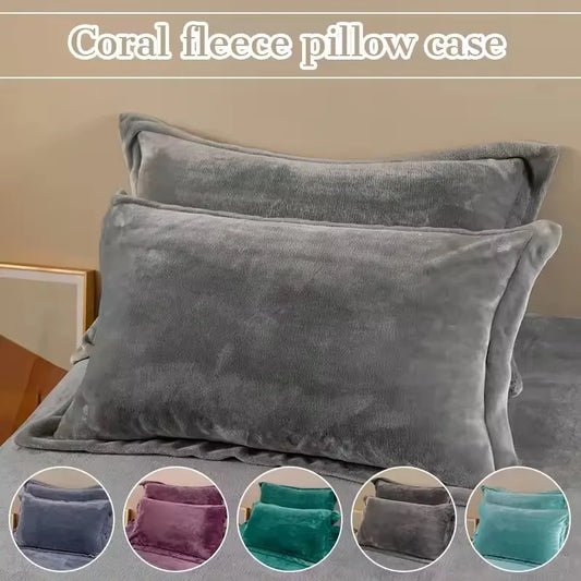 1/2pcs Soft Flannel Pillowcase Winter Warm  Cushion Cover Adult Kids.