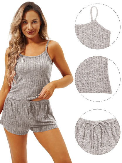 6-Piece Set of Women Pajama Sets, Simple, Casual, Loose, Cute, Solid Color Two-Piece Set.
