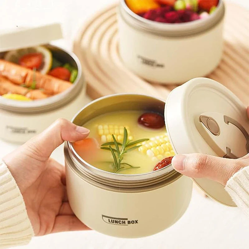 Portable Insulated Food Lunch Container Set, with Thermal Lunch Box, 3 Separate Stackable Lunch Containers.