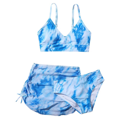 Girls 3pack Tie Dye Print Bikini Sets Kids Swimsuit & skirts 7-14 Years Children's Swimwear 2024 Teens Child Girl Bathing Suit
