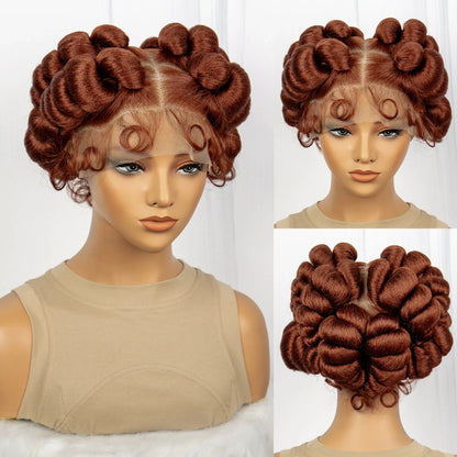 Handmade Bantu Knotless Box Braids Full Lace Wig | African Braiding Hair | Synthetic Wig
