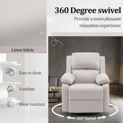 Swivel Rocker Recliner Massage Nursery Glider 360° Living Room Bedroom Beige, Custom
