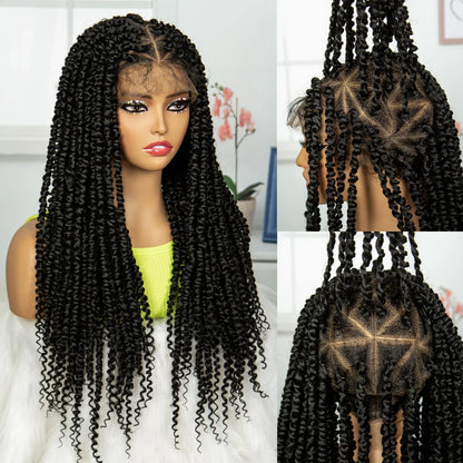 Burgundy Knotless Twist Dreadlocks Lace Front Wig | Crochet Braids | Full Lace | Black Women