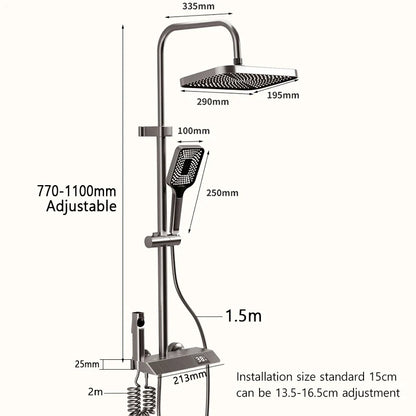 Bathroom Shower Full Set, Black White Gray Bathtub Shower, Digital LED Hot Cold Faucet