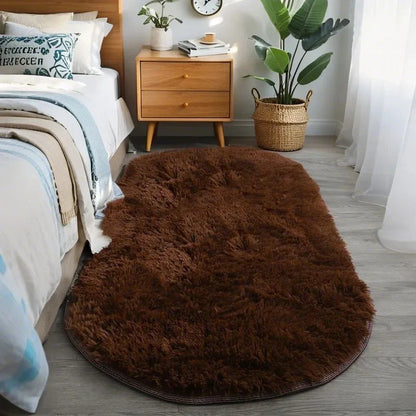 Fluffy Oval Plush Carpet Extra Soft Rug For Living Room ,Sofa Area, Bedroom, Non-Slip Shaggy Floor Mat.
