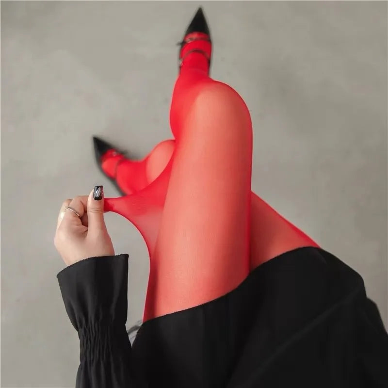 Women Sexy Transparent Stockings Ladies White Green, Breathable Nylon Elastic Tights, Y2k Dopamine Multicolor Stretchy Pantyhose.