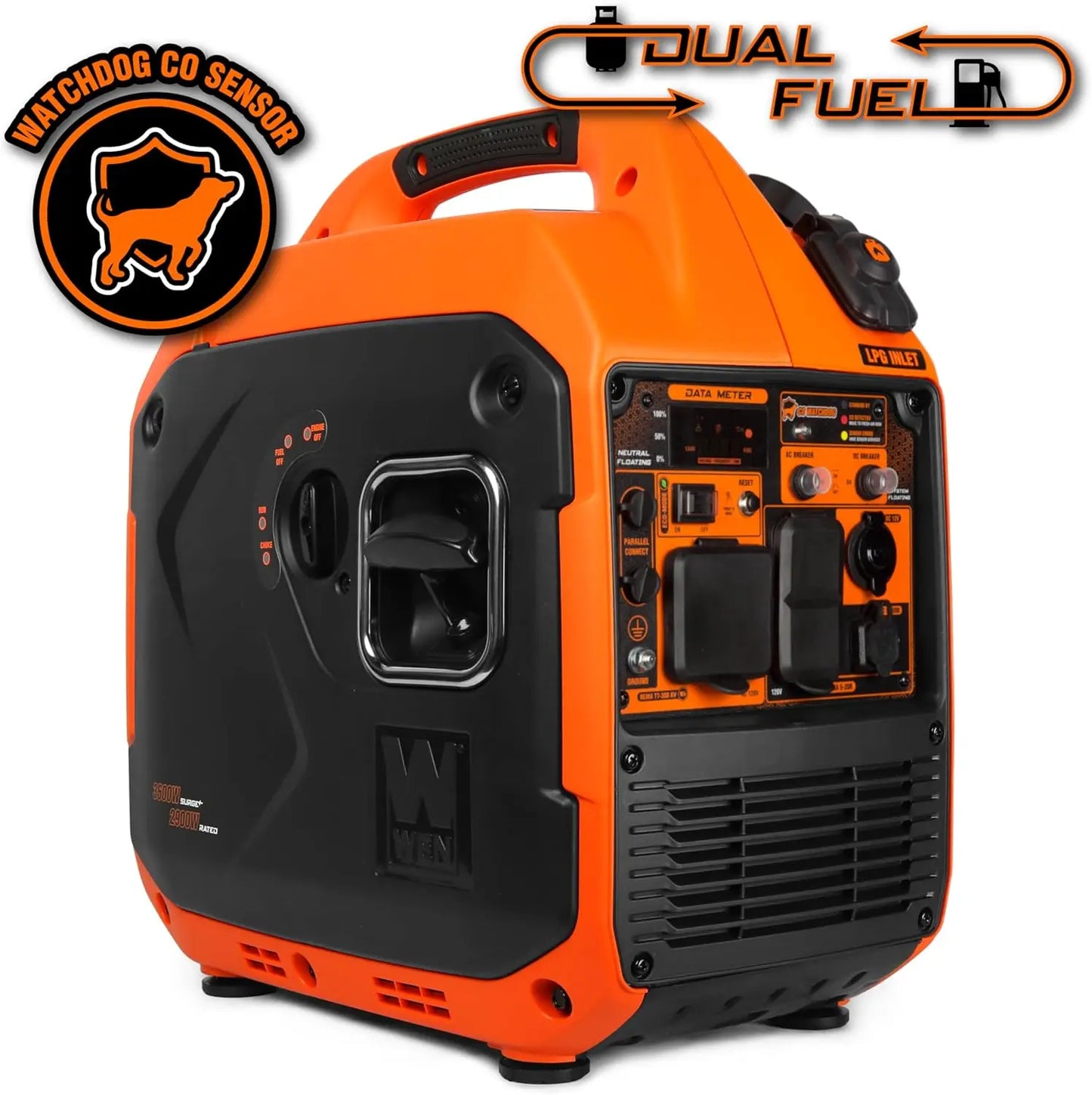 Quiet and Lightweight 3600-Watt Dual Fuel, RV-Ready Portable Inverter Generator, with Fuel Shut Off, and CO Watchdog (DF360iX).