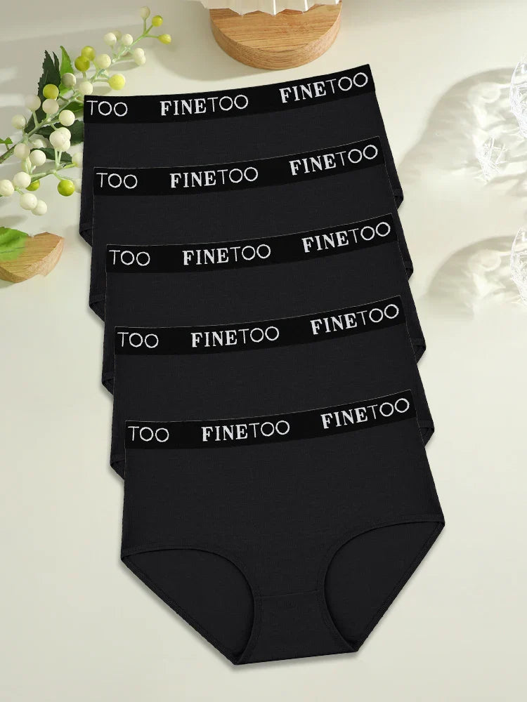FINETOO 5PCS Cotton Seamless High Waist Underwear, Women's Belts Panties Low Waist, Plus Size Lingerie New.