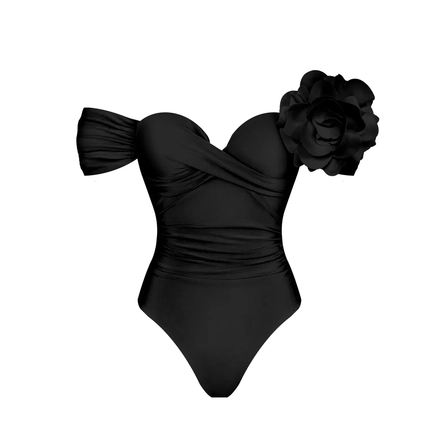 3D Flower Bikini Set  Low Waist Swimwear , Women Solid , Sexy Beach Wear Female.