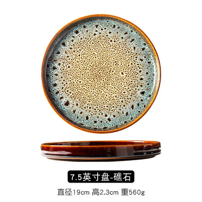 Ceramic household dish Ceramic dumpling plate ins high appearance level Western plate Japanese round tray