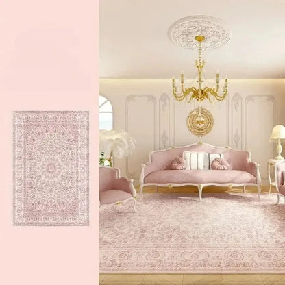 Pink Living Room Carpet Light Luxury High-end Persian, Bedroom Bedside Rug.