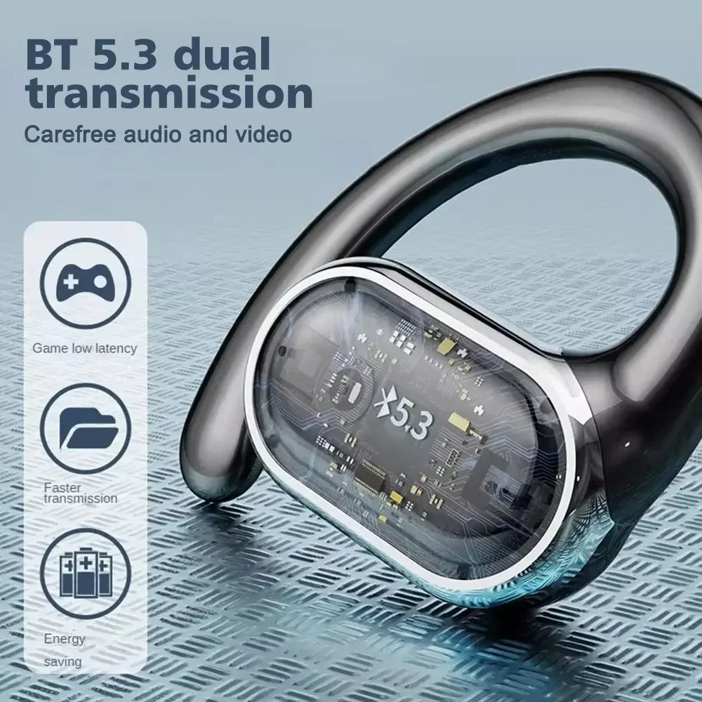 X91 OWS Ear hook Earphones, Bluetooth 5.3 Low Latency, Gaming, Sport HiFi Stereo, Noise Reduction Earbuds.
