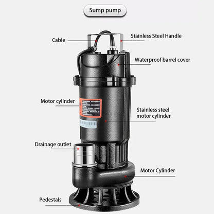 Cutting Sewage Pump, 220V Feces Pumping Mud Sewage Pump, Small Household Submersible Pump, Septic Tank Pump.