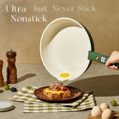 21Pcs Ceramic Cookware Set, Pots and Pans Non stick, Non Toxic Cookware Detachable Handle.