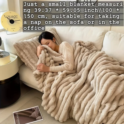 Luxurious Faux Rabbit Fur Throw Blanket for Couch, Bed